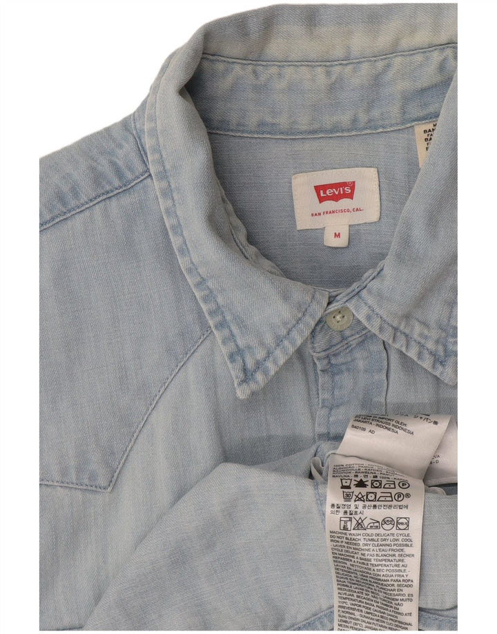 Cămașă de blugi cu mânecă scurtă pentru bărbați Levi's, bumbac albastru mediu