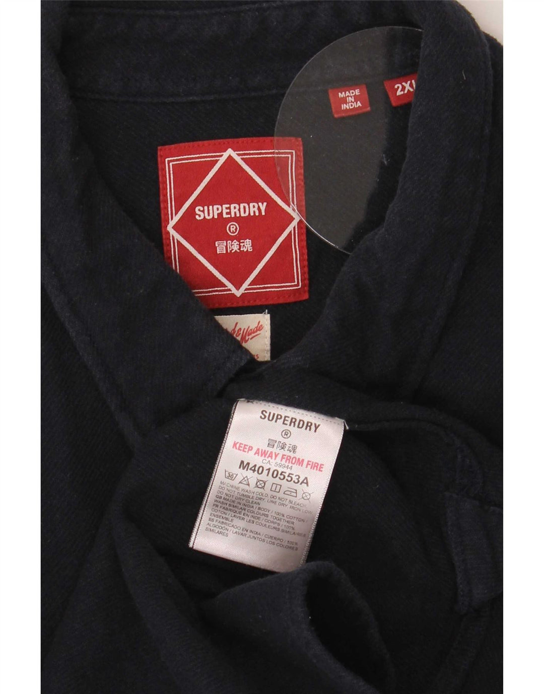 Cămașă de blugi pentru bărbați Superdry 2XL, bumbac bleumarin