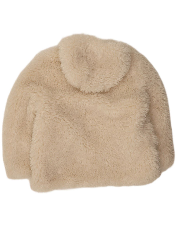 Jachetă supradimensionată cu ursuleț de pluș Zara pentru femei, UK 18 XL, alb catifelat