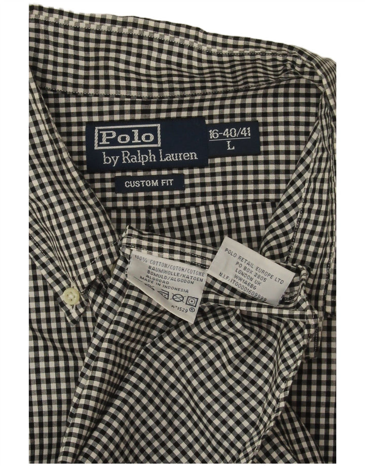 Cămașă Polo Ralph Lauren, personalizată, pentru bărbați, mărimea 17, mare, negru, bumbac vichy