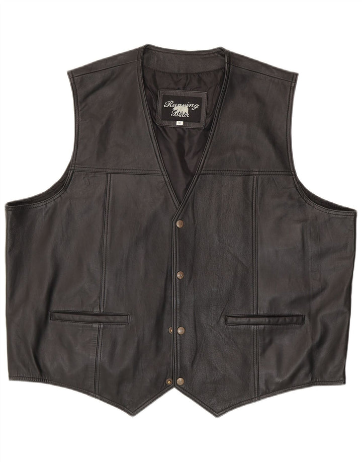 Vestă din piele pentru bărbați Running Bear 6XL neagră