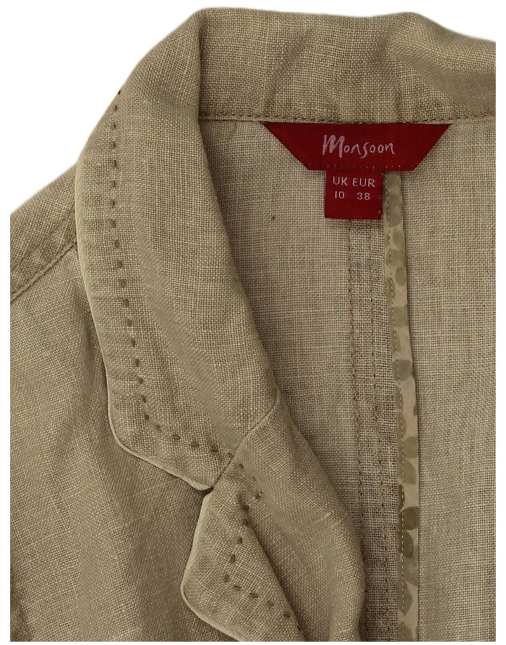 Sacou blazer pentru femei Monsoon cu 2 nasturi UK 10 Mic Bej In