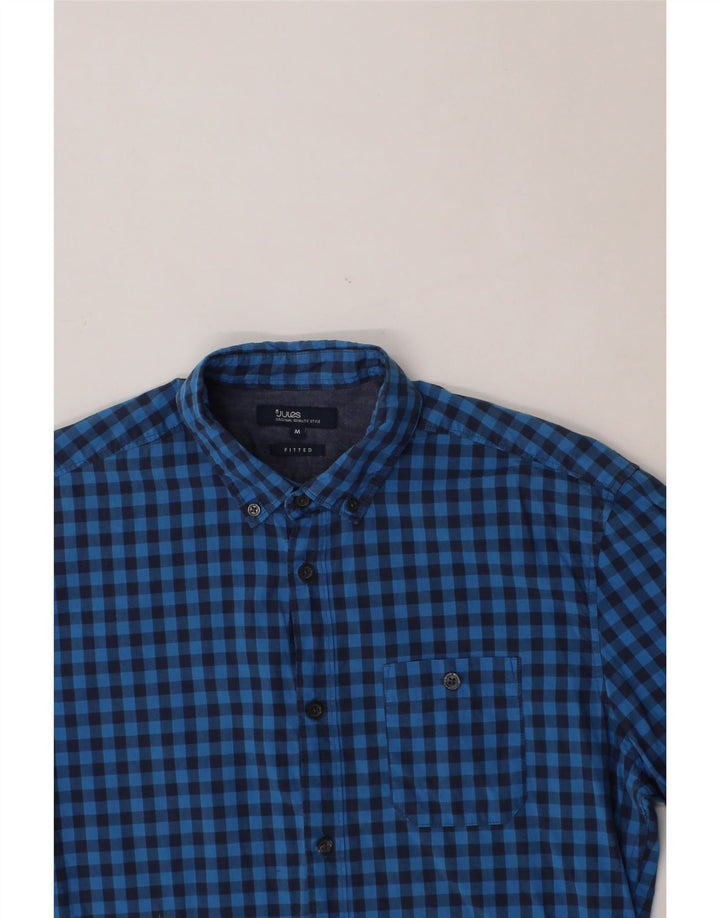 JULES Mens Short Sleeve Shirt Medium Blue Gingham Cotton Vintage Jules and Second-Hand Jules from Messina Hembry 