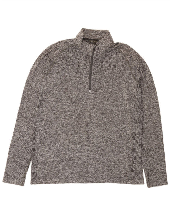EDDIE BAUER Top de trening pentru bărbați, cu fermoar și gât, XL, pete gri