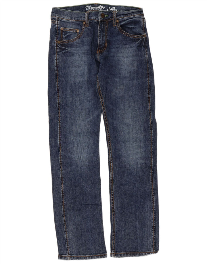 Blugi drepti Wrangler pentru femei retro subțiri W28 L30 albastru
