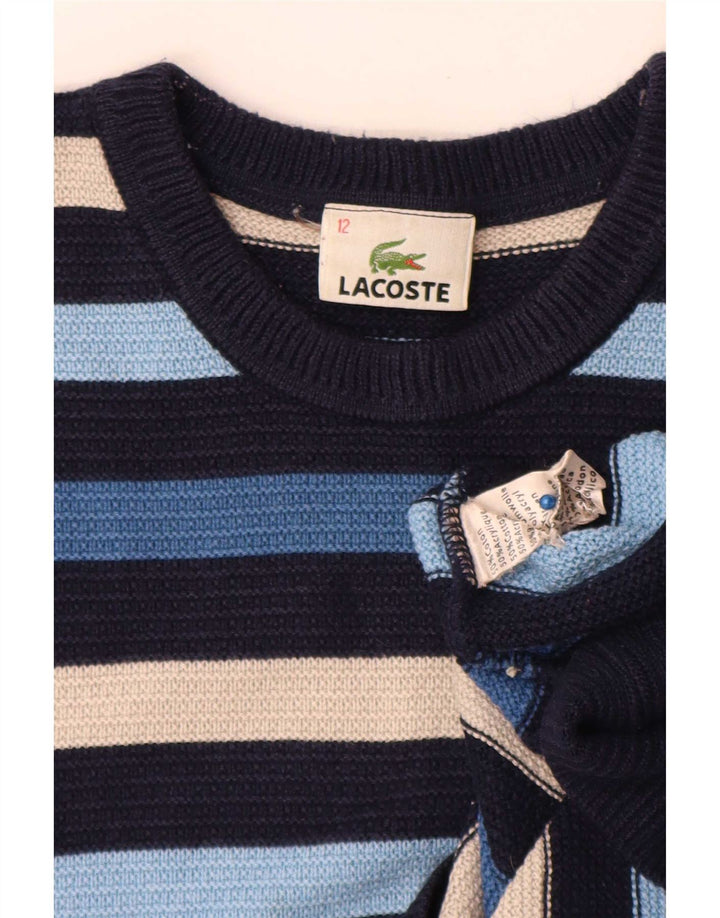 Pulover Lacoste pentru băieți, cu gât crew, 11-12 ani, cu dungi multicolore