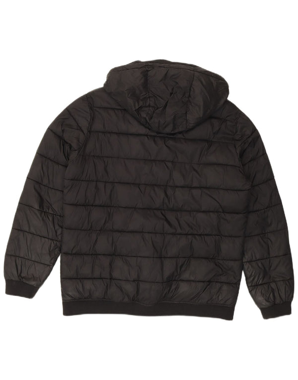 Ellesse Boys Graphic Hooded Padded Jacket 15-16 Years Black Polyester