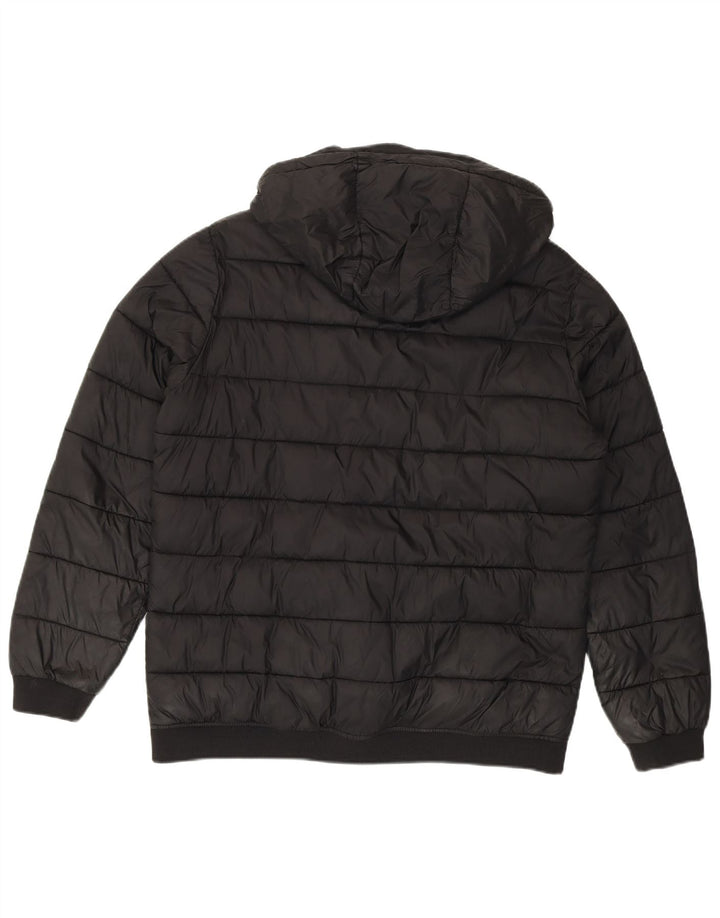 Jachetă căptușită cu glugă cu grafică Ellesse pentru băieți 15-16 ani, poliester negru