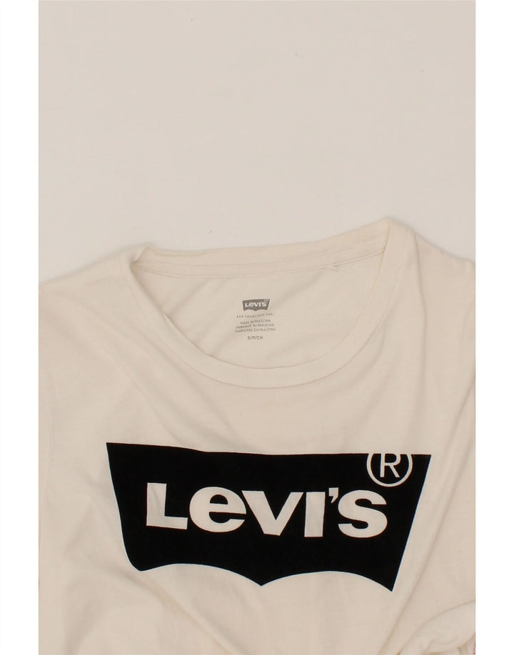 LEVI'S Mens Graphic T-Shirt Top Small White Cotton Vintage Levi's and Second-Hand Levi's from Messina Hembry 