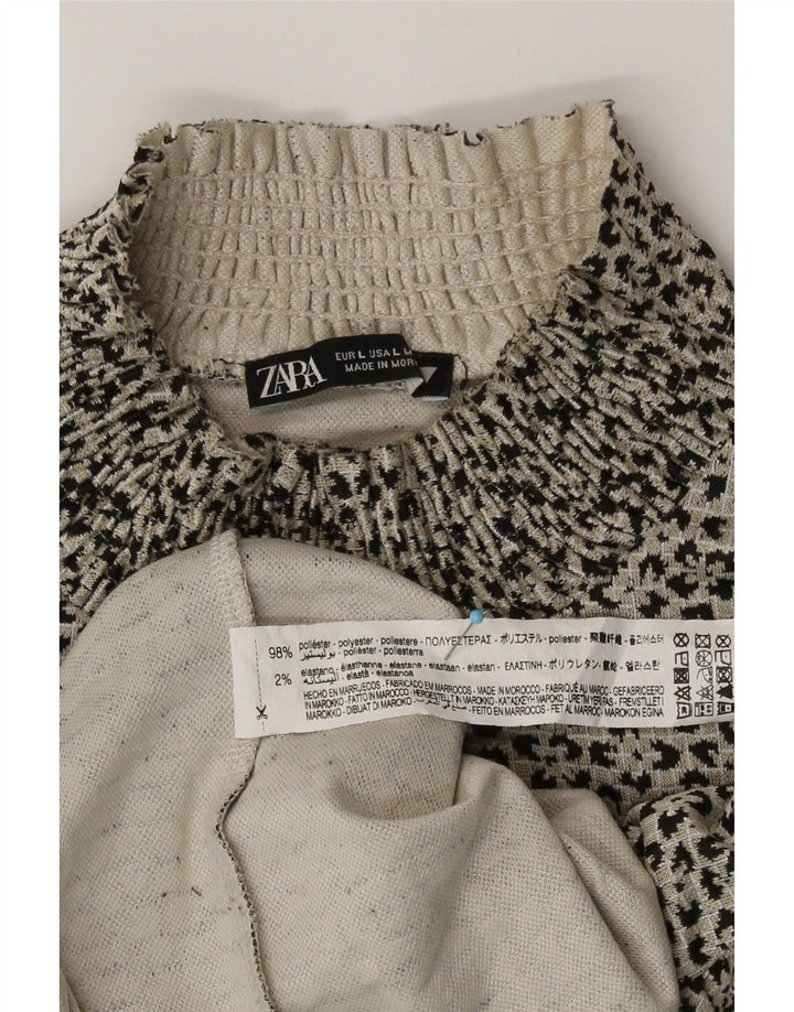 Bluză Crop Top Femei Zara UK 14 Mare Gri din Poliester Animal Print