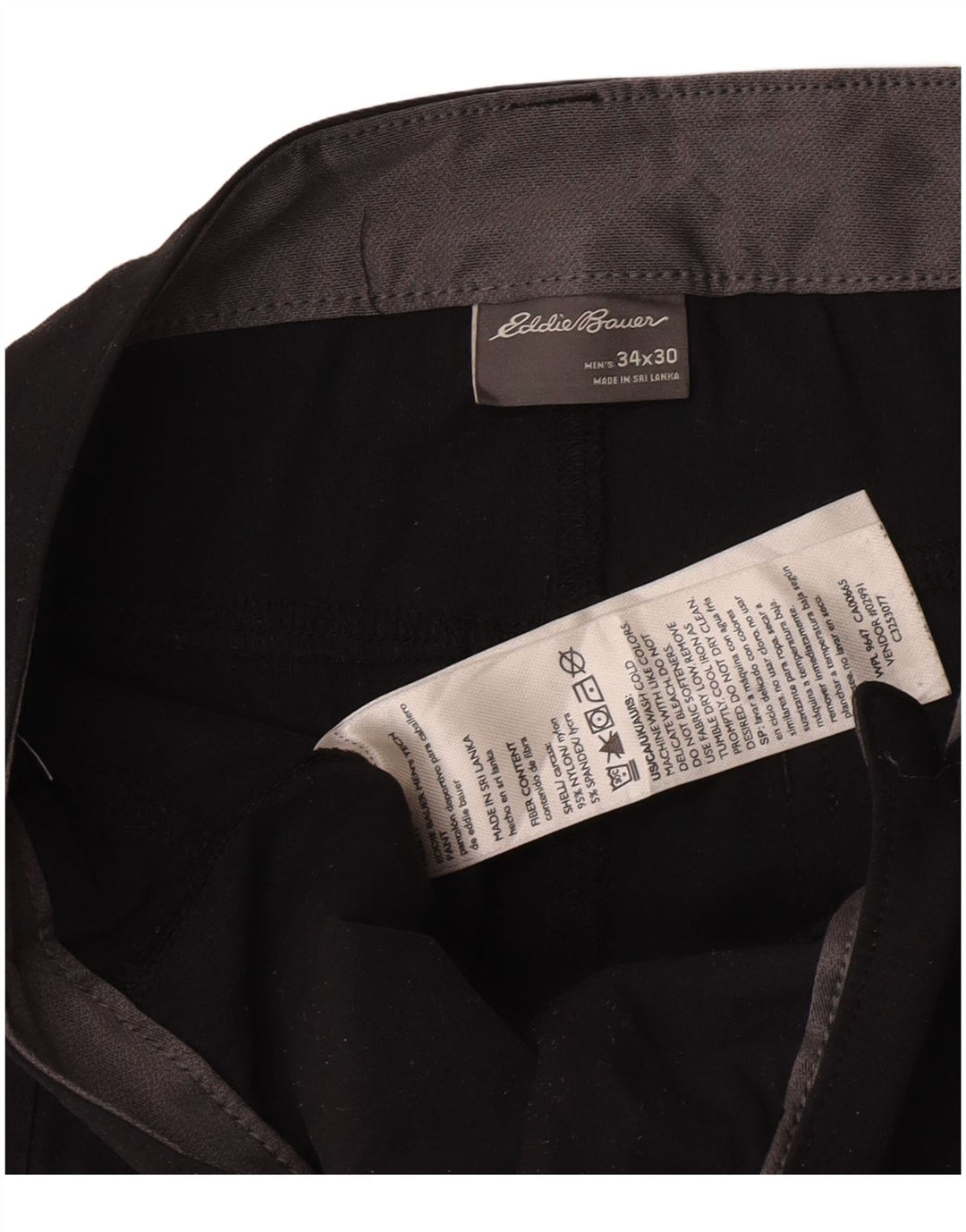 Eddie Bauer Pantaloni drepti pentru bărbați cargo W34 L30 Nylon negru