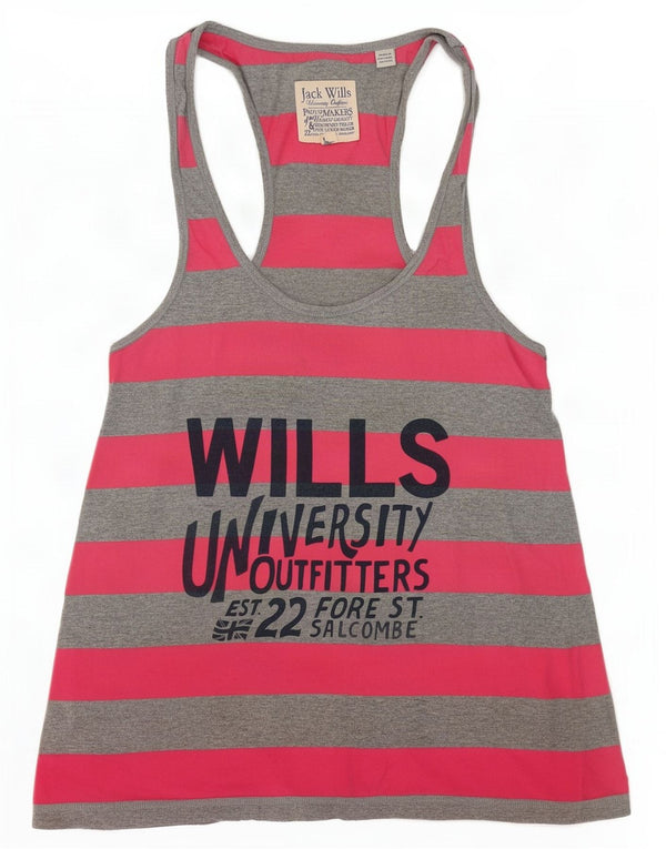 Jack Wills Femei Graphic Vest Vest Top UK 8 mic, gri, bumbac cu dungi