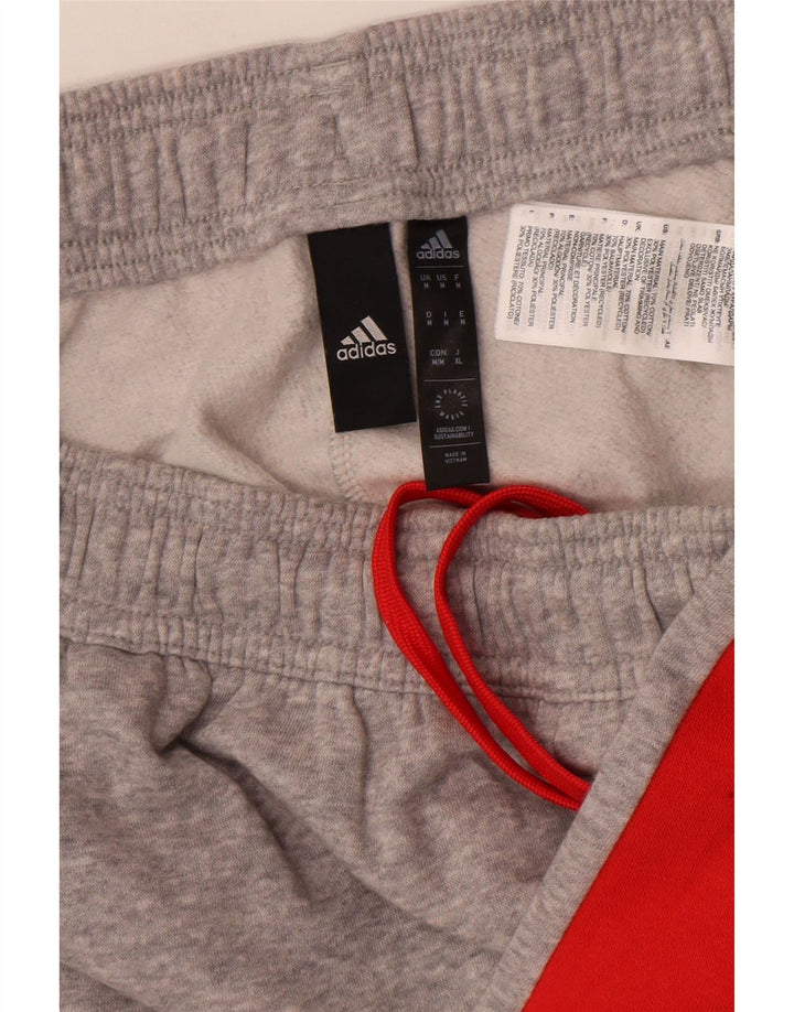Pantaloni de trening pentru bărbați Adidas Pantaloni de jogging, gri mediu, bumbac color bloc