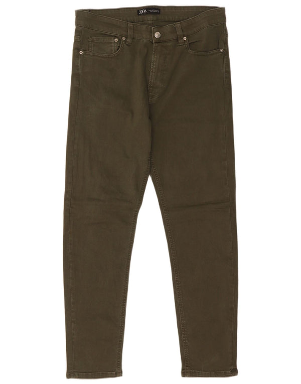 Blugi Zara pentru bărbați, Slim, UE 42, Mărime L, Talie W32 L28, Khaki, Bumbac