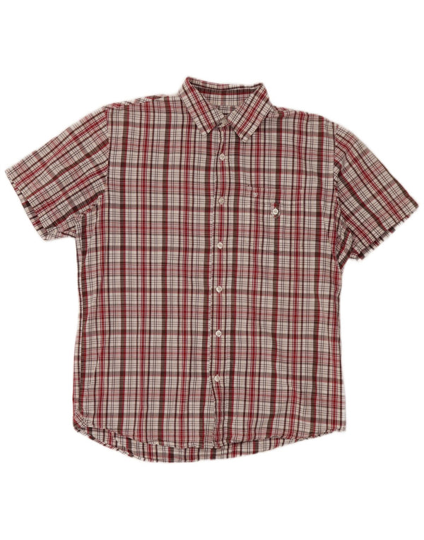 Wrangler Mens Short Sleeve Shirt Medium Red Check Cotton