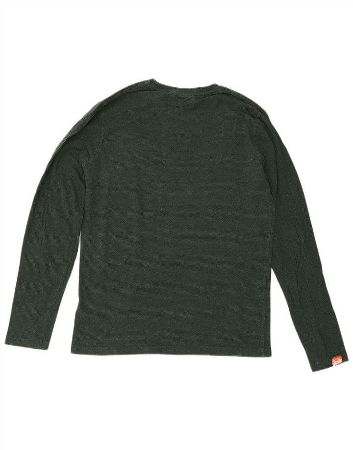 Top pentru bărbați Superdry cu mânecă lungă din bumbac verde mic