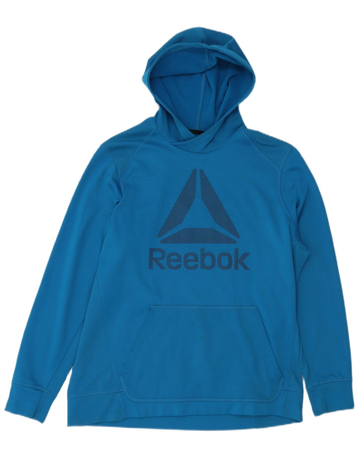 Pulover cu glugă grafic REEBOK pentru bărbați XL, poliester, albastru