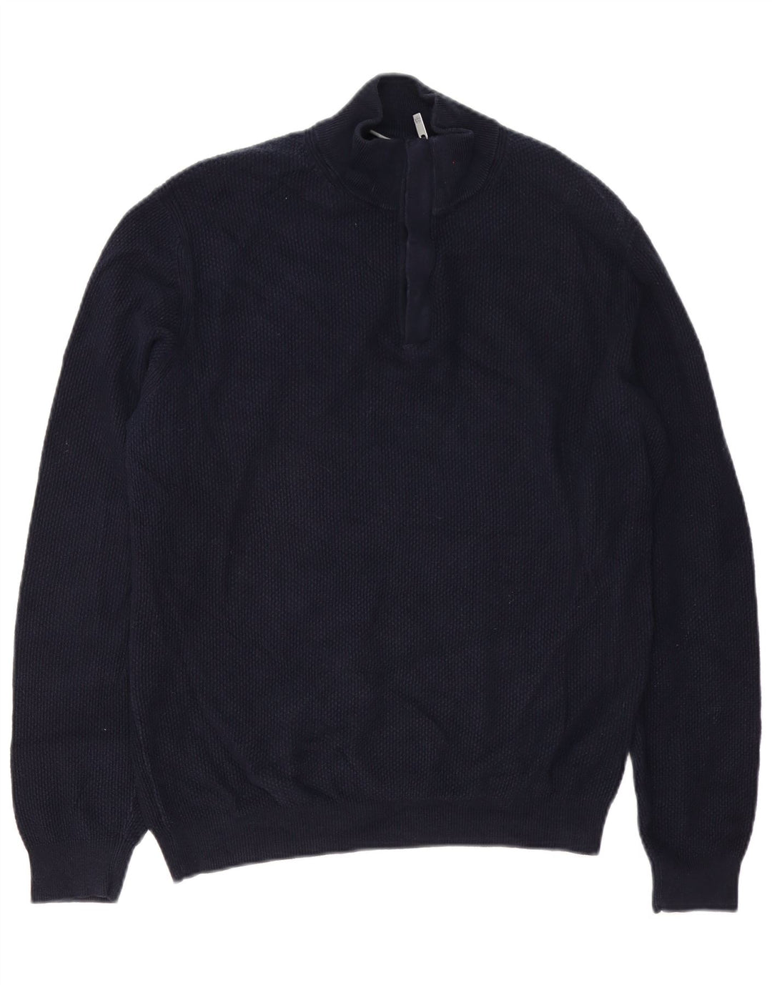 Pulover Massimo Dutti pentru bărbați, cu fermoar, cu gât, bumbac mare, albastru