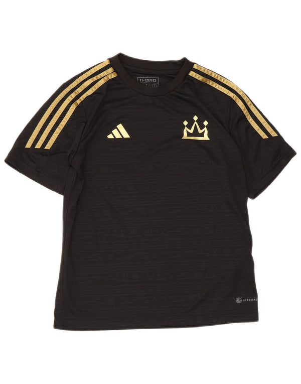 Tricou cu grafic Aeroready Adidas pentru băieți Top 11-12 ani cu dungi negre