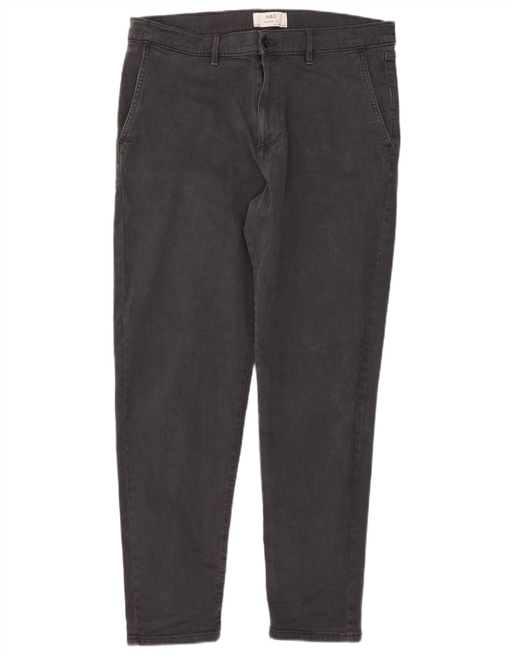 Pantaloni chino slim pentru bărbați Marks & Spencer L34 L28 bumbac gri