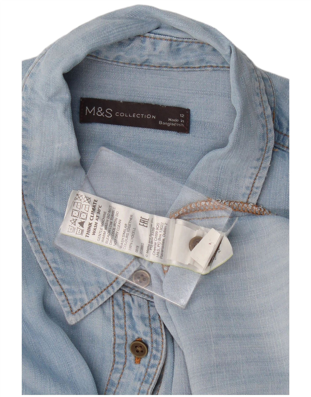 Cămașă din denim pentru femei MARKS & SPENCER UK 12 Medium Blue Lyocell