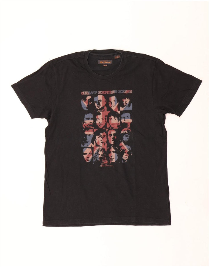 Tricou grafic Ben Sherman pentru bărbați Top mediu din bumbac negru