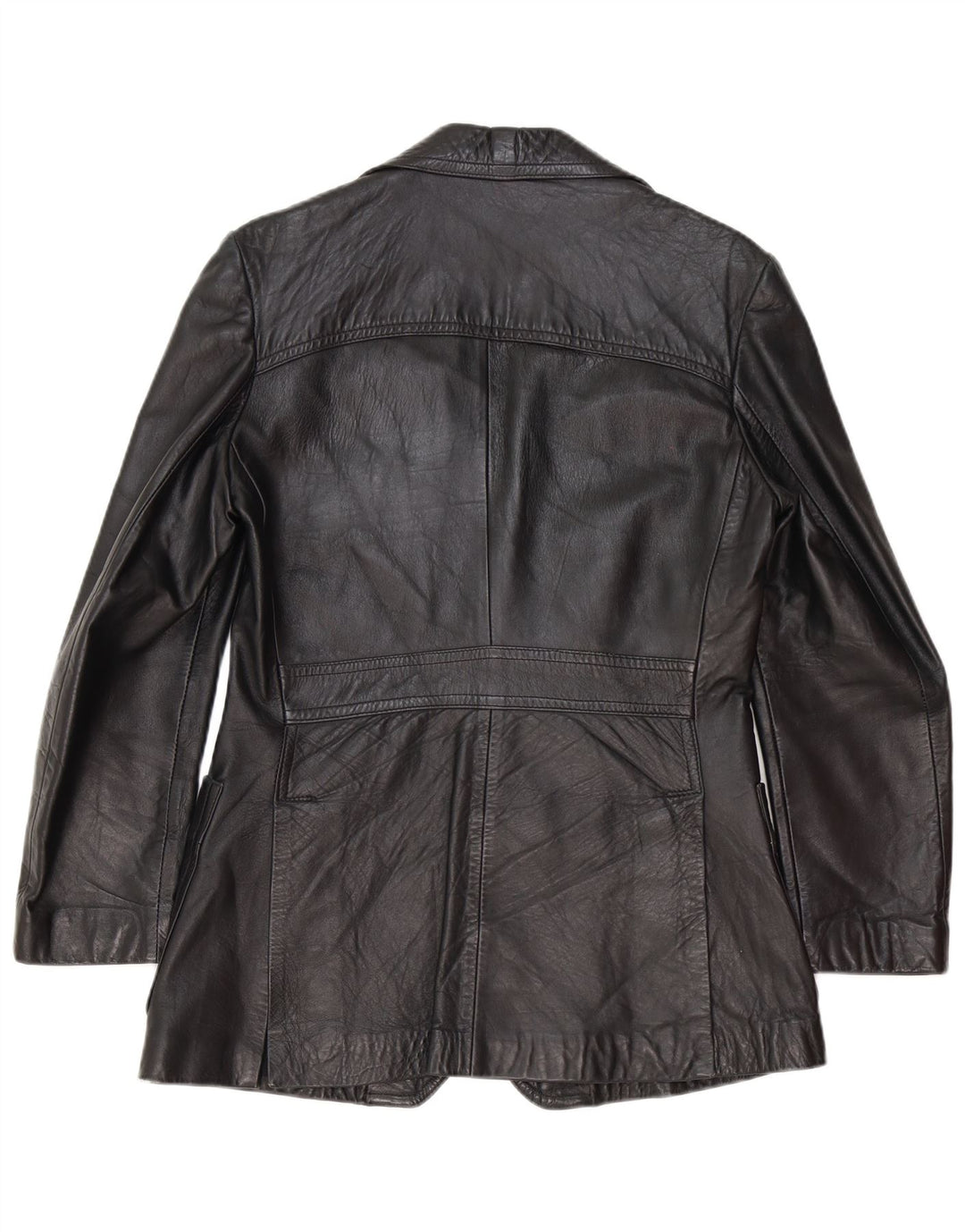 Blazer vintage pentru bărbați din piele cu 2 nasturi, UK 40, mare, neagră