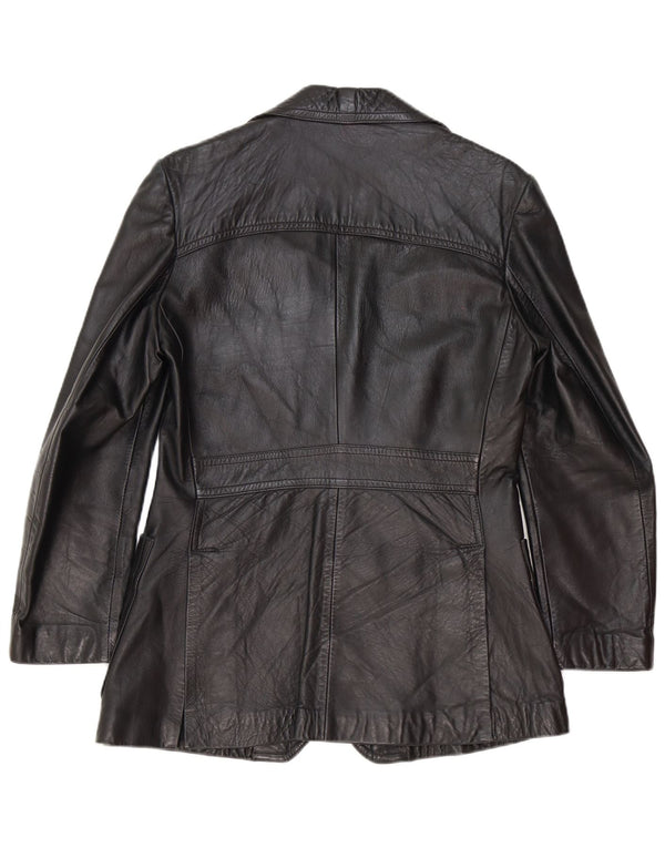 Blazer vintage pentru bărbați din piele cu 2 nasturi, UK 40, mare, neagră