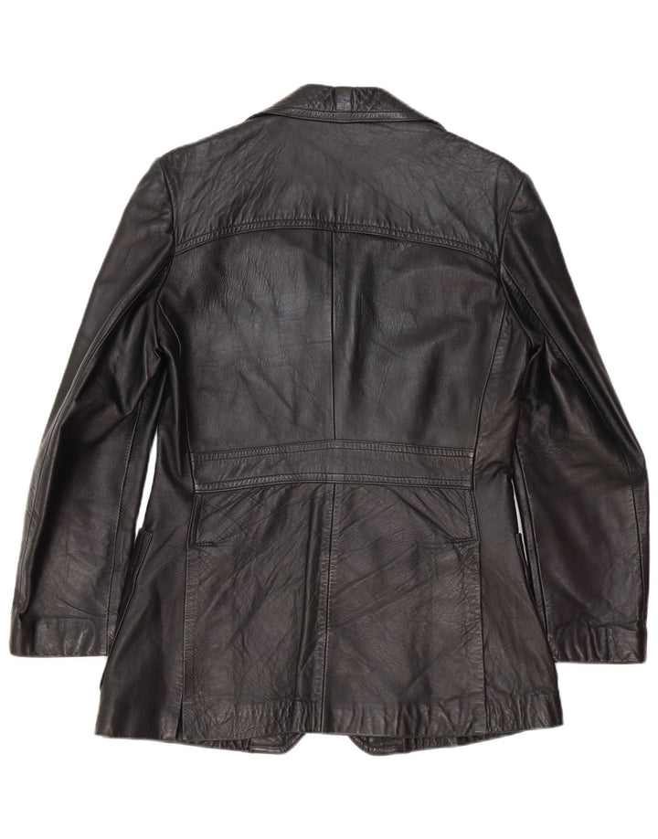 Blazer vintage pentru bărbați din piele cu 2 nasturi, UK 40, mare, neagră