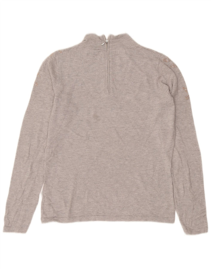 Coast Pulover cu gât țestoasă pentru femei UK 12 Medium Gri Floral Poliamidă