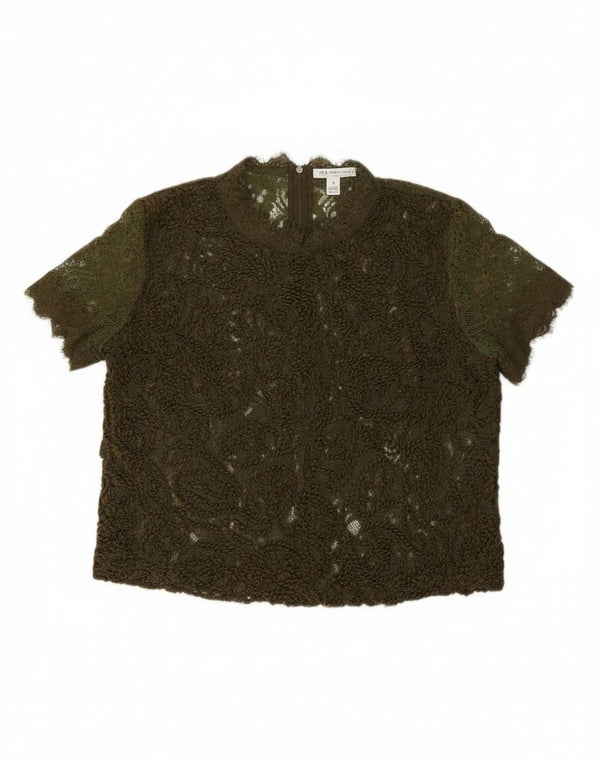 Bluză pentru femei Crop din dantelă Zara UK 14 Medium Kaki Floral