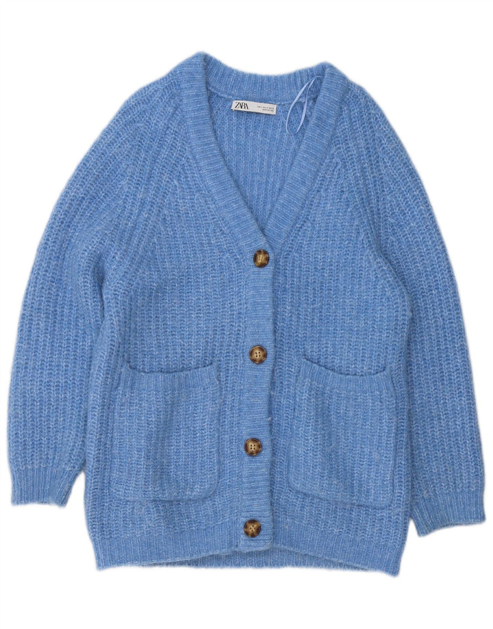 Pulover cardigan pentru femei Zara Marea Britanie 10 Poliester cu pete albastre mici