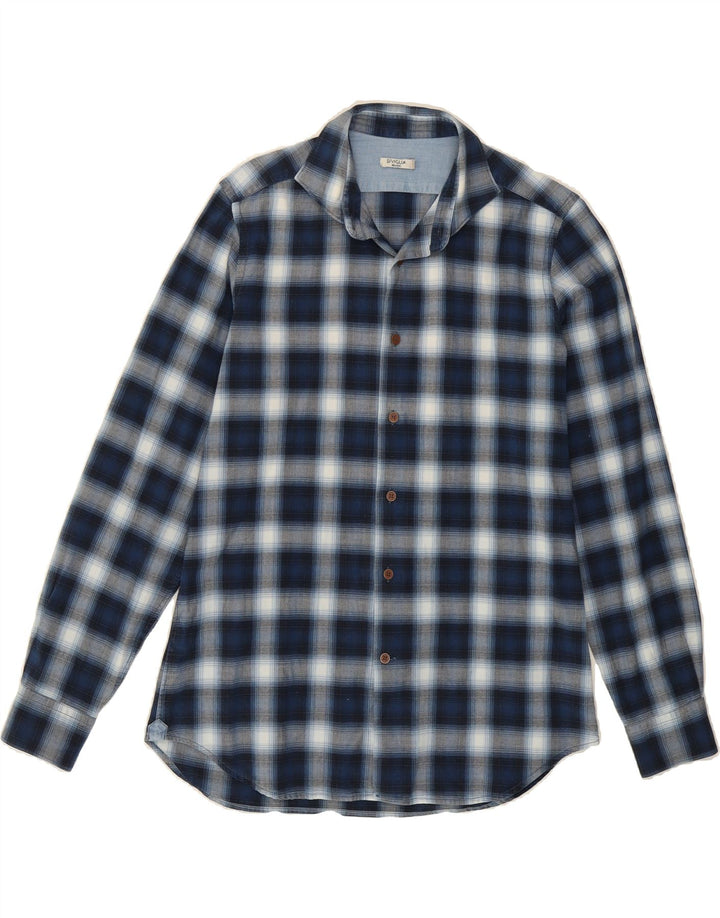 SIVIGLIA Mens Flannel Shirt Medium Navy Blue Check Cotton Vintage SIVIGLIA and Second-Hand SIVIGLIA from Messina Hembry 