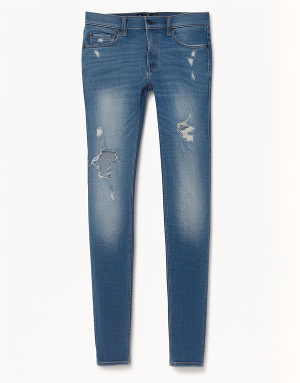 Blugi skinny distressed pentru femei Hollister W32 L32 bumbac albastru