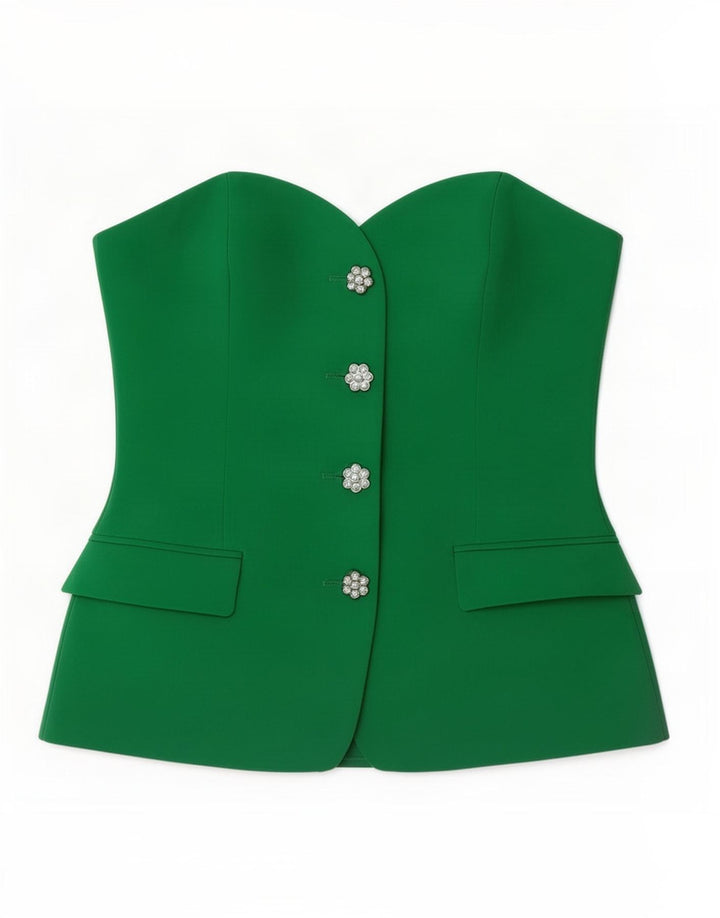Top Crop fără bretele pentru femei Zara UK 10 Small Green