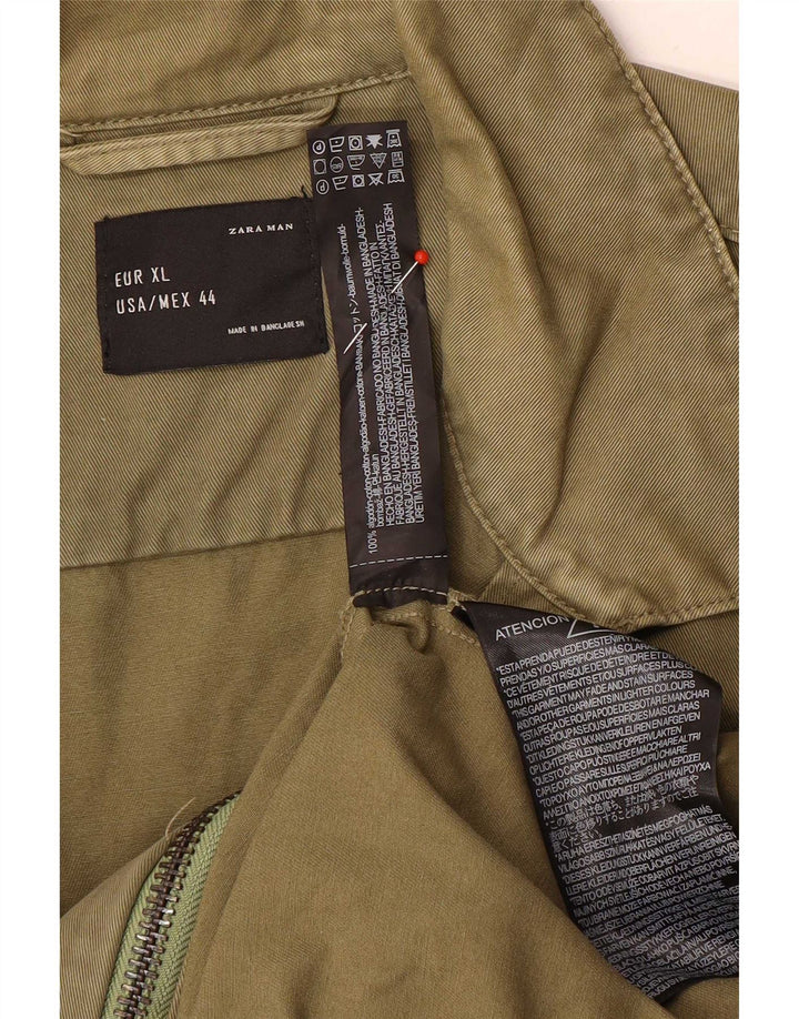Bomber pentru bărbați Zara UK 42 XL bumbac verde