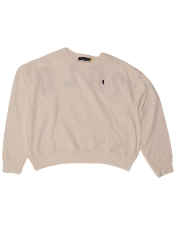 POLO RALPH LAUREN Hanorac crop pentru femei Pulover UK 16 Large White