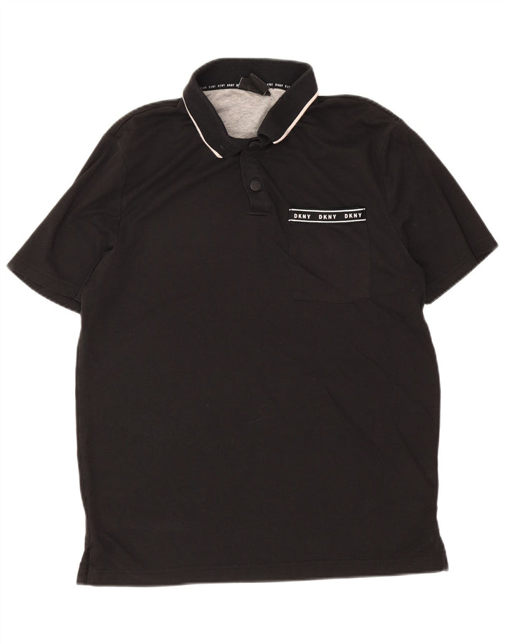 Tricou polo pentru bărbați Dkny, bumbac mediu negru