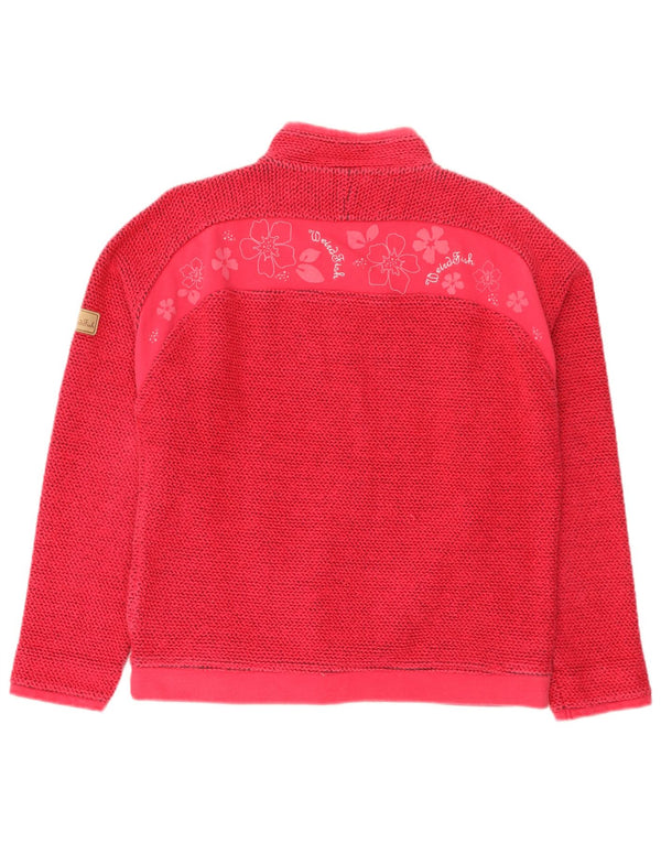 Weird Fish Womens Graphic Zip Neck Sweatshirt Jumper UK 16 Large Pink