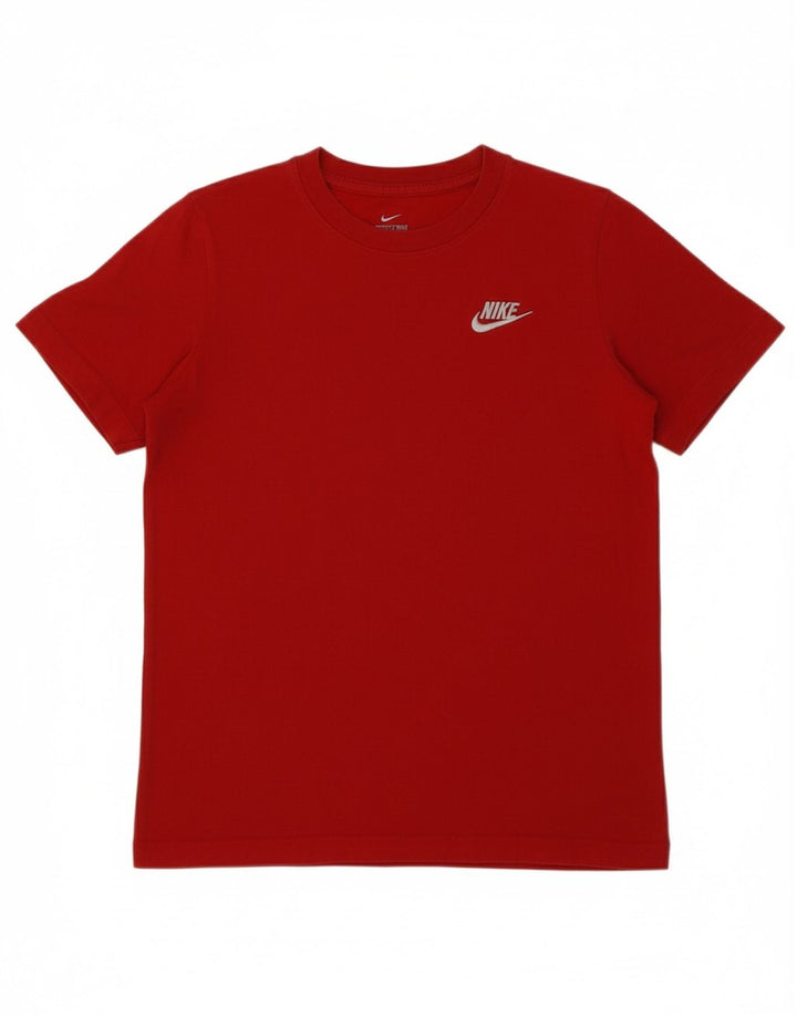 NIKE Womens T-Shirt Top UK 12 Medium Red Cotton