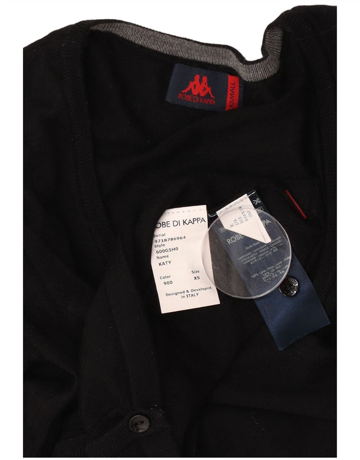 Pulover cardigan Kappa pentru femei UK 6 XS Lână neagră