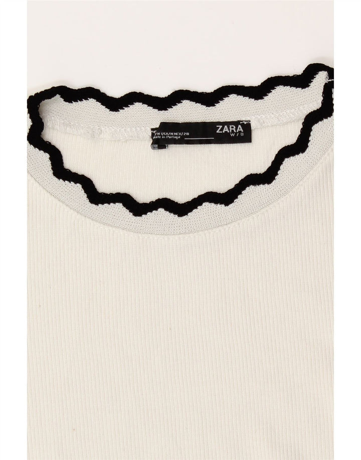 Crop Top pentru femei Zara cu mânecă lungă UK 12 Medium White