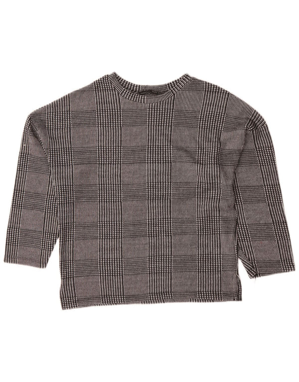Pulover pentru femei supradimensionat cu gâtul turnat Zara UK 10, gri mic, carouri