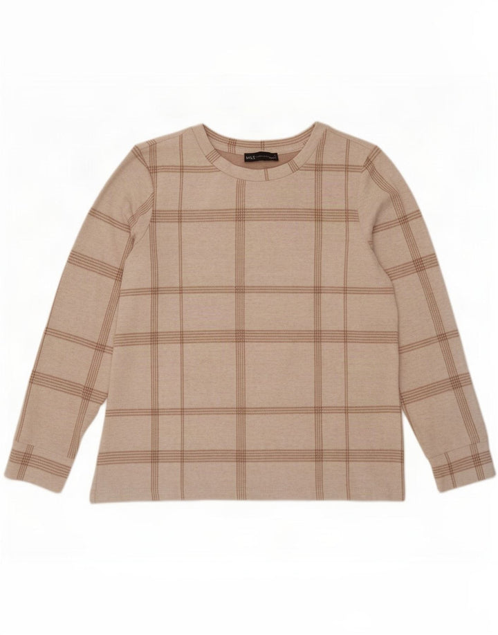 Top pentru femei Marks & Spencer cu mânecă lungă UK 12 Medium Off White Check