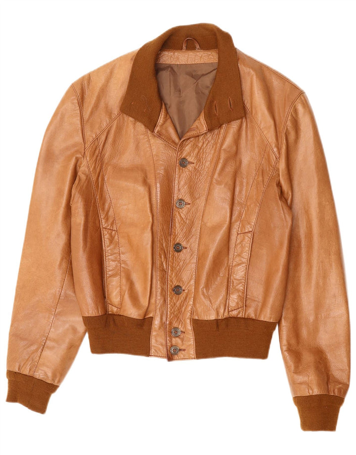 Jachetă Bomber Crop pentru bărbați VINTAGE UK 36 Mic maro Colorblock