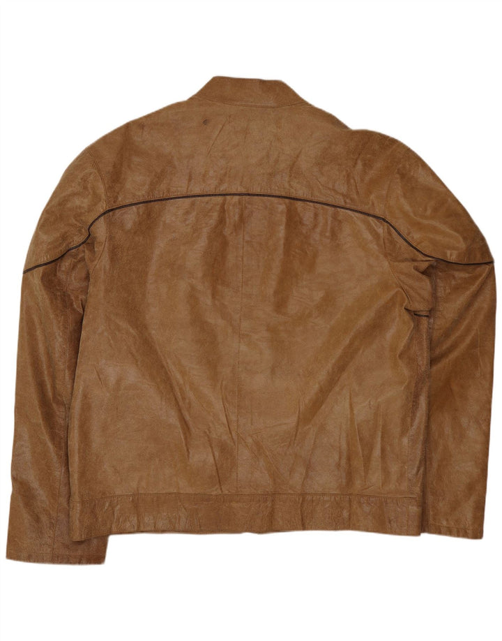 Geaca de piele vintage pentru barbati IT 54 2XL piele bej