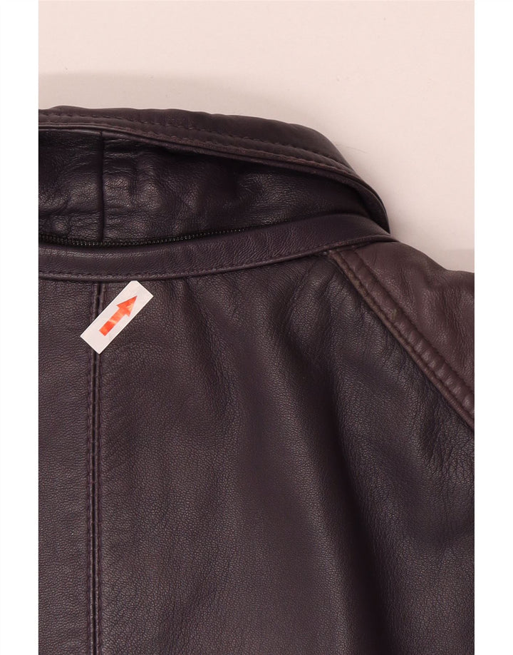 Palton din piele vintage pentru femei UK 20 2XL violet