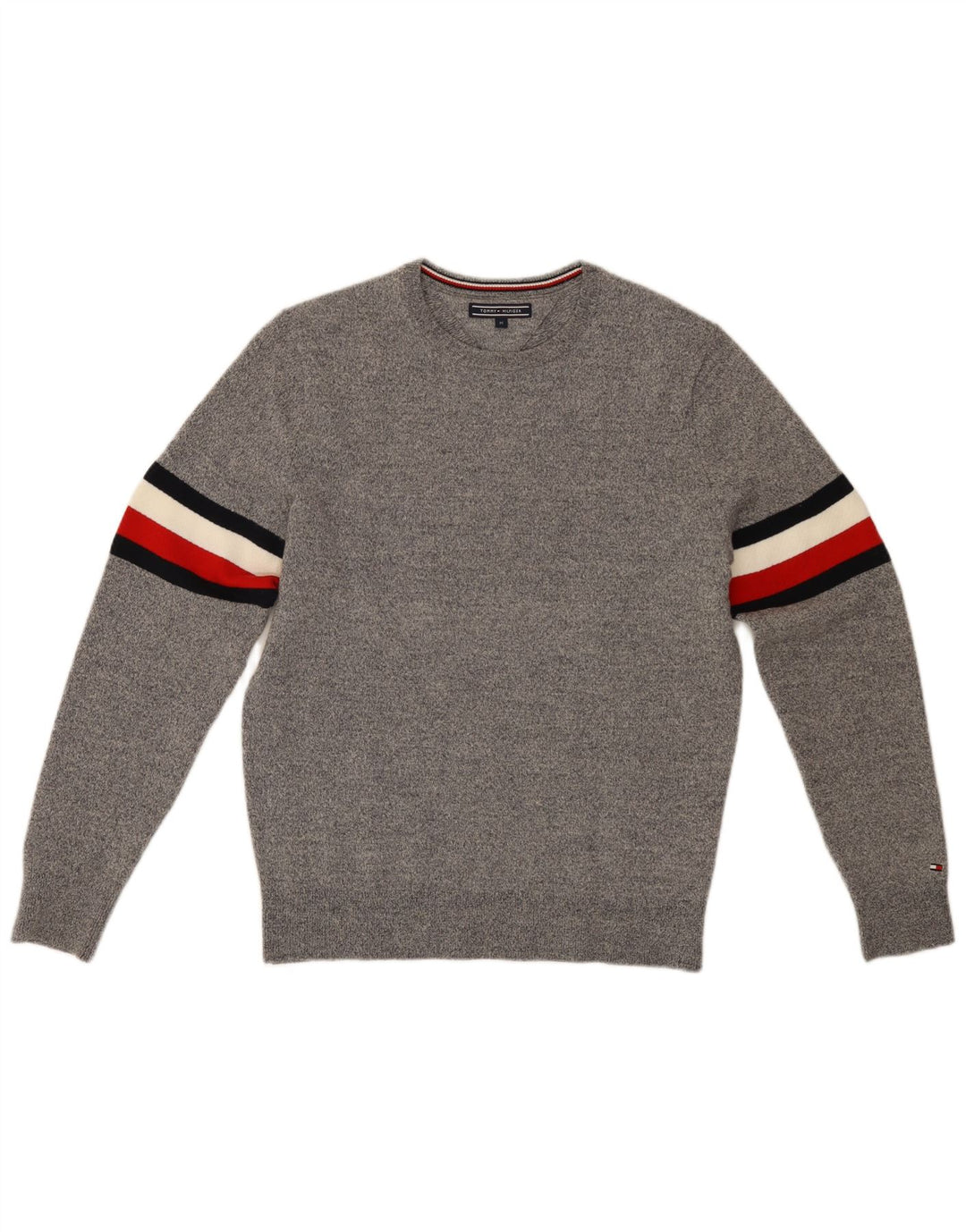 Pulover pentru bărbați TOMMY HILFIGER Pulover cu decolteu rotund din lână color bloc, gri mediu