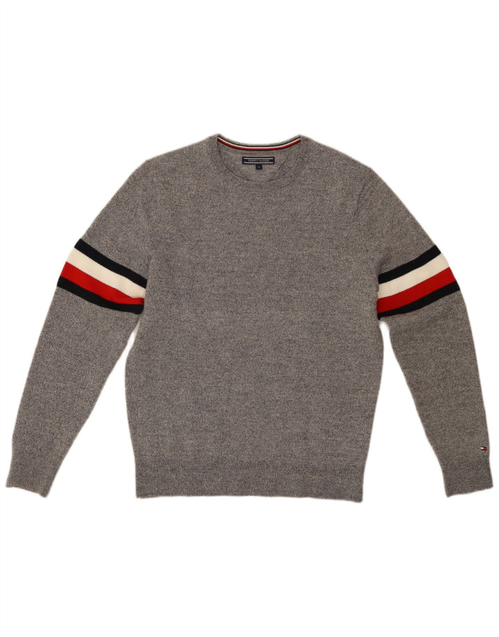Pulover pentru bărbați TOMMY HILFIGER Pulover cu decolteu rotund din lână color bloc, gri mediu
