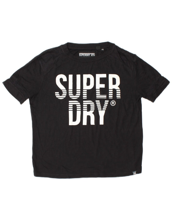 SUPERDRY Tricou cu crop cu crop larg pentru femei, UK 10, negru
